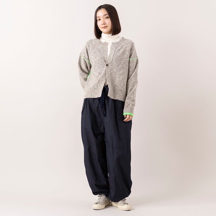 モデル身長163cm,FIL DE FERの捻り杢スラブ 配色ラインボレロ|WHITE MAILSのCOTTON PAPER HIGH STRETCH TURTLENECK PULLOVER|RNA-Nのミリタリーオーバーパンツ|Moonstarのローバスケットヴィンテージグレー,https://market.e-begin.jp/products/rdx_fdf1178s_lala|https://market.e-begin.jp/products/hrt_wns0730n_lala|https://market.e-begin.jp/products/tky_rnn1182s_lala|https://market.e-begin.jp/products/mns_mns0286o_lala