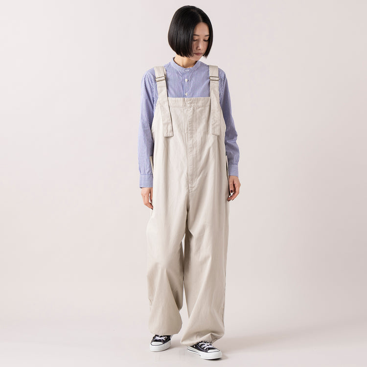 モデル身長165cm,MANUAL ALPHABETのBROAD BAND COLOR SHIRT|RNA-Nのワイドストレートミリタリーオーバーオール,https://market.e-begin.jp/products/mks_man0870j_lala|https://market.e-begin.jp/products/tky_rnn1267s_lala