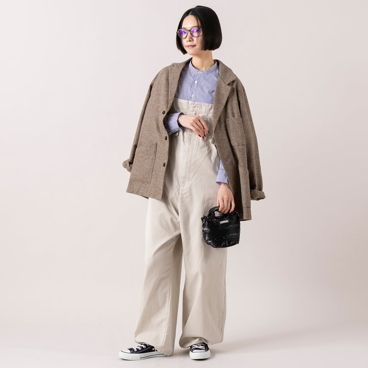 モデル身長165cm,YARMO THE UNIFORMのチェックジャケット|MANUAL ALPHABETのBROAD BAND COLOR SHIRT|RNA-Nのワイドストレートミリタリーオーバーオール|ROOTOTEのFE.ベビールー.モ ダーンーA|LE FOONのCrown panto pc-classic,https://market.e-begin.jp/products/gra_ytu1214s_lala|https://market.e-begin.jp/products/mks_man0870j_lala|https://market.e-begin.jp/products/tky_rnn1267s_lala|https://market.e-begin.jp/products/sup_roo1256s_lala|https://market.e-begin.jp/products/lef_lef1273s_lala