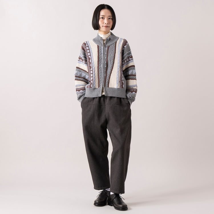 モデル身長165cm,RNA-Nの3DニットZIPUPカーデ|RNA-Nのウールブレンドタートル|MANONのBALLOON PANTS|DiuのViola,https://market.e-begin.jp/products/tky_rnn1270s_lala|https://market.e-begin.jp/products/tky_rnn1268s_lala|https://market.e-begin.jp/products/mks_mnn1264s_lala|https://market.e-begin.jp/products/cil_diu1296s_lala