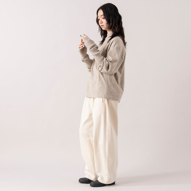 モデル身長165cm,RNA-Nのコットンウールクラシックバレルパンツ|YARMO THE UNIFORMのRAIN BOOT,https://market.e-begin.jp/products/tky_rnn1433s_lala|https://market.e-begin.jp/products/gra_ytu1443s_lala