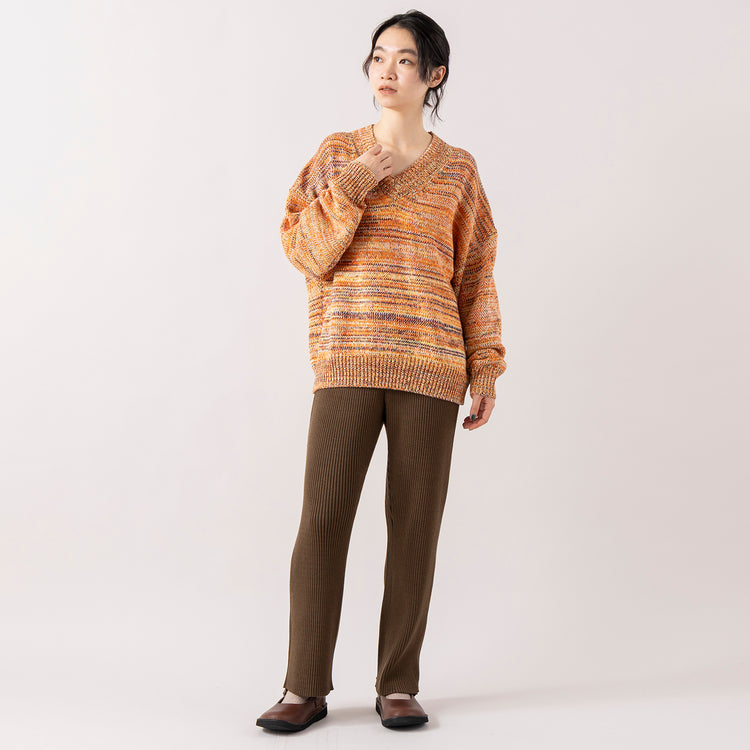 モデル身長165cm,BATONERのSOLID WOOL RIB PANTS|Organic handloomのSHELLY,https://market.e-begin.jp/products/btn_btn0260r_lala|https://market.e-begin.jp/products/sed_ogh1252s_lala