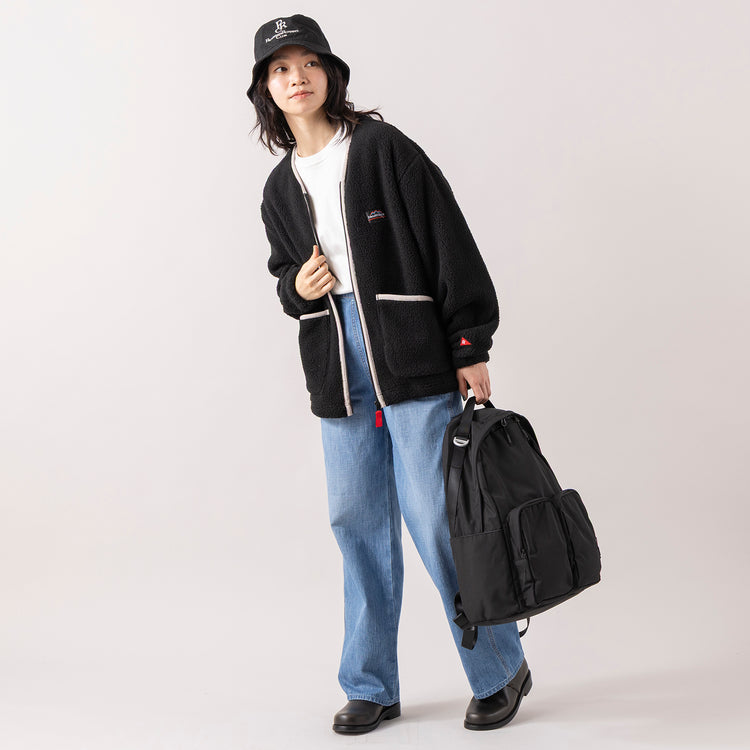 モデル身長165cm,Healthknitのエクスペディション ボアフリース ジップカーディガン|FIL DE FERのUSA COTTON製品染 クルーネックTEE|caquのranch pants ver.2|DiuのViola|PROGRESS RUNNING CLUBのロゴバケハ,https://market.e-begin.jp/products/she_hea1418s_lala|https://market.e-begin.jp/products/rdx_fdf1309s_lala|https://market.e-begin.jp/products/tan_caq1410s_lala|https://market.e-begin.jp/products/cil_diu1296s_lala|https://market.e-begin.jp/products/gra_pgr0401q_lala