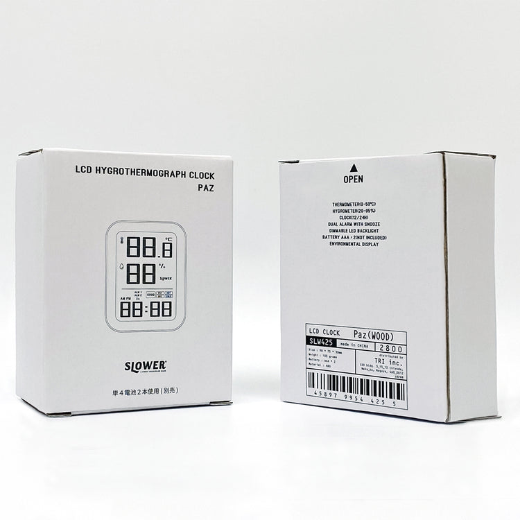 SLOWER | スロウワー　LCD HYGROTHERMOGRAPH CLOCK Paz