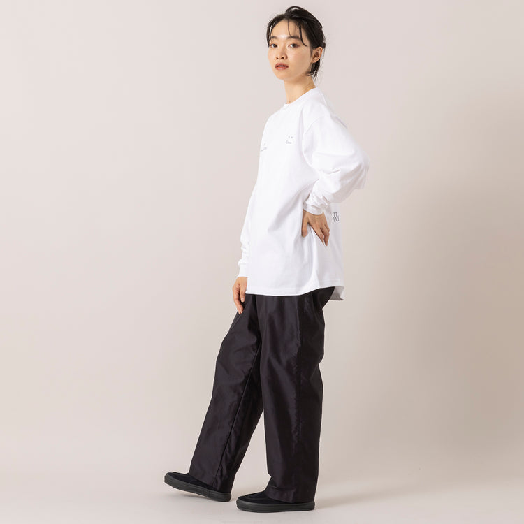 モデル身長165cm,UITUのUITU LONG SLEEVE TEE|UITUのEASY TROUSERS|MOONSTARのオールネイビーのコットンスエードLOAFY,https://market.e-begin.jp/products/uit_uit1029s_lala|https://market.e-begin.jp/products/uit_uit1027s_lala|https://market.e-begin.jp/products/mns_mns0147p_lala