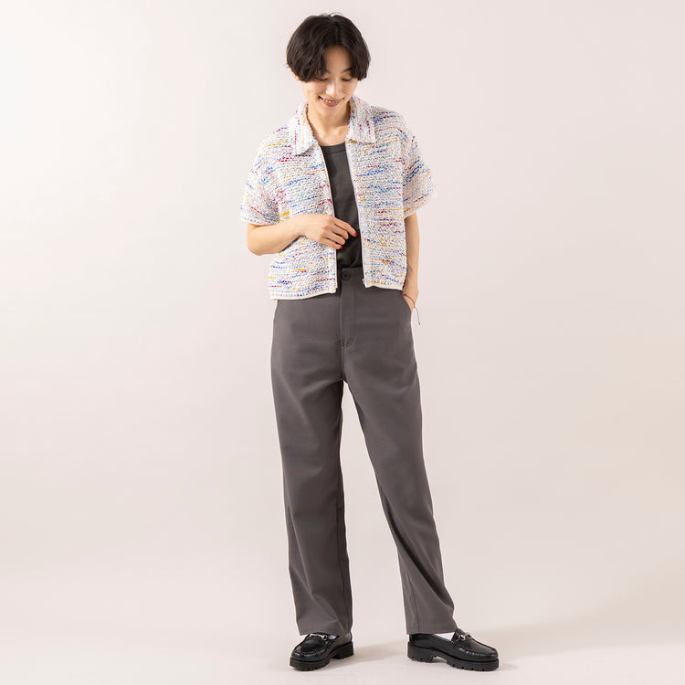 モデル身長 163cm,UNIVERSAL OVERALLのオンオフ使えるハンサムパンツ|rapiécageのフラワープレートコードブレス,https://market.e-begin.jp/products/dre_uni0211s_lala|https://market.e-begin.jp/products/rdx_rpc0311u_lala