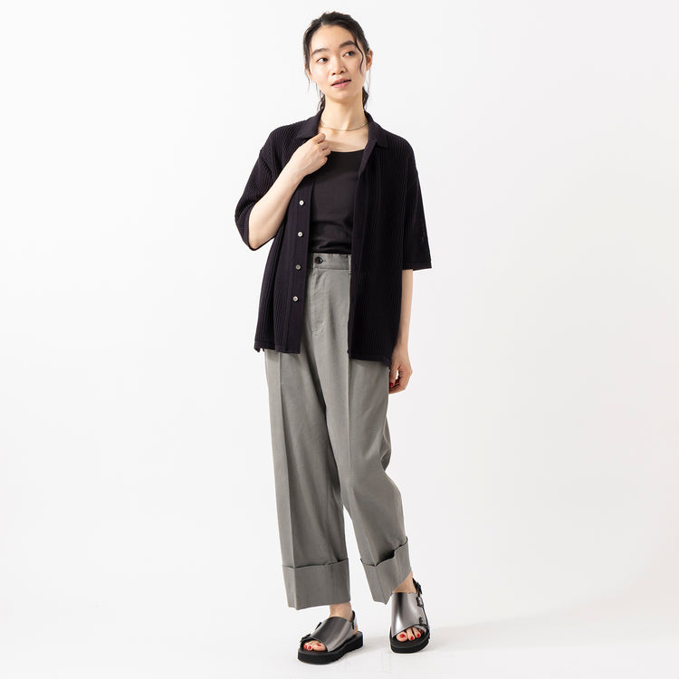 モデル身長165cm,TUTIE.のタカシマチヂミノースリーブプルオーバー|FIL DE FERのシャンブレーツイル ワイドターンアップパンツ|Organic handloomのSIENA|Taaiiのベネチアンチェーンスリムネックレス,https://market.e-begin.jp/products/equ_tte0275u_lala|https://market.e-begin.jp/products/rdx_fdf0398u_lala|https://market.e-begin.jp/products/sed_ogh0418u_lala|https://market.e-begin.jp/products/tii_tii1120n_lala