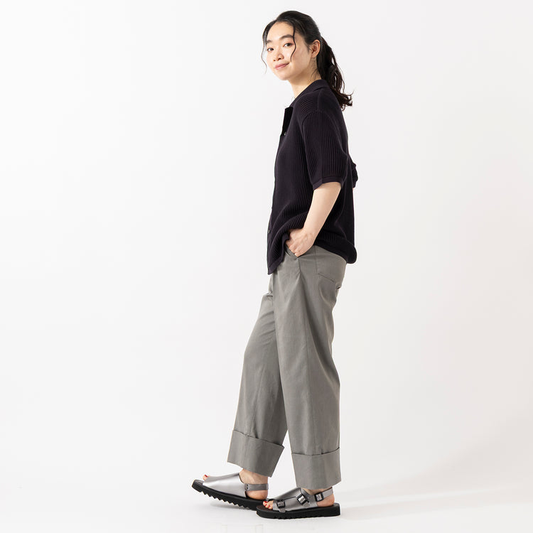 モデル身長165cm,TUTIE.のタカシマチヂミノースリーブプルオーバー|FIL DE FERのシャンブレーツイル ワイドターンアップパンツ|Organic handloomのSIENA|Taaiiのベネチアンチェーンスリムネックレス,https://market.e-begin.jp/products/equ_tte0275u_lala|https://market.e-begin.jp/products/rdx_fdf0398u_lala|https://market.e-begin.jp/products/sed_ogh0418u_lala|https://market.e-begin.jp/products/tii_tii1120n_lala