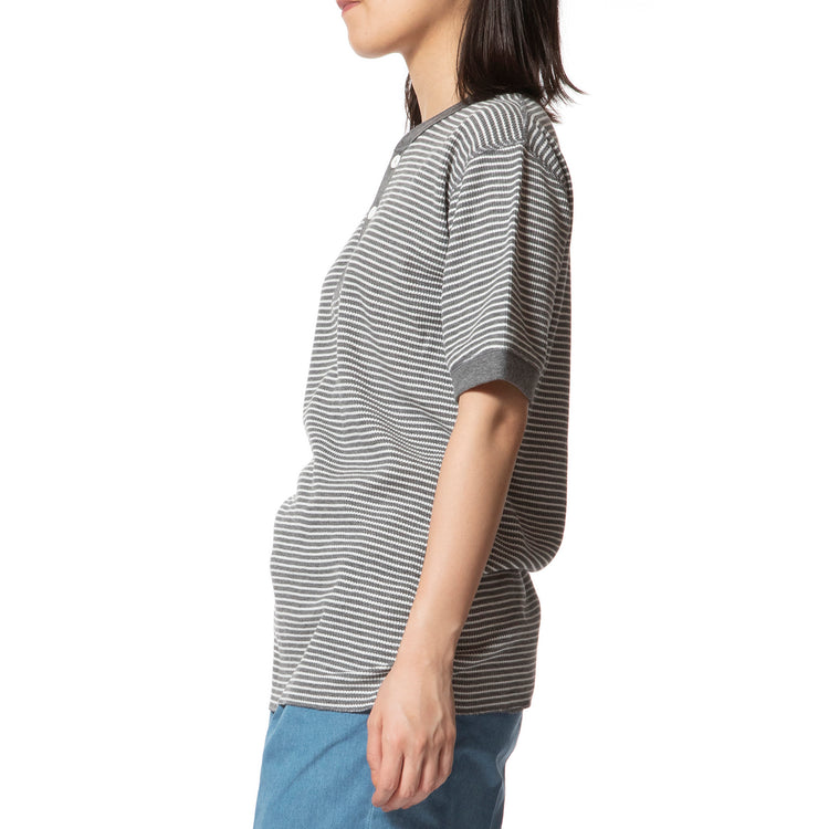 Healthknit | ヘルスニット　ベーシックワッフル ヘンリーネック半袖Tシャツ